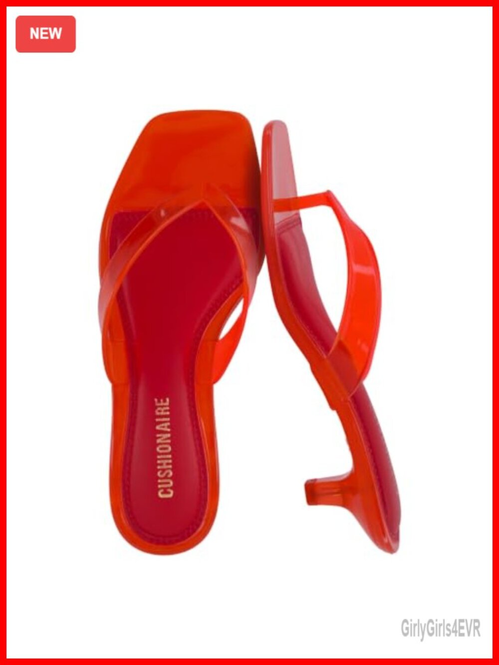 Women's Jelly Thong Kitten Heels Square Toe Slip On Water Resistant Sandals